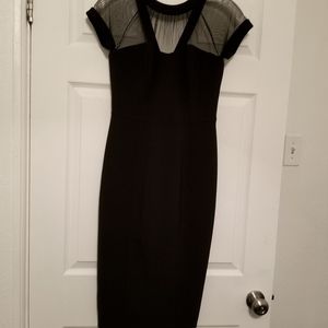 Black sheath dress, sweetheart, yoke neck